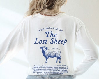 Parable of the Lost Sheep Bible Verse Long Sleeve Tee Faith Based Clothing Minimalist Christian Shirts Jesus Christ Shirt Adult Baptism Gift