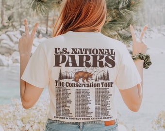63 National Parks Tshirt Vintage Mountain Shirt Granola Girl Wildlife Shirt Grizzly Bear Retro Tee Park Ranger Environmental Camping Clothes