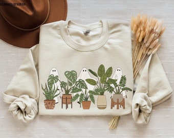 Boho Ghosts Crewneck Spooky Season Plant Lover Gift Just One More Plant Indie Monstera Sweater Crazy Plant Lady Plant Daddy Plantaholic Gift