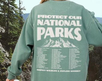 63 National Parks Crewneck Park Ranger Mountain Hiking Sweatshirt Retro Environmental Camping Clothes Forestcore Granola Girl Indie Sweater