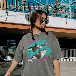 90s Orca Whale Tshirt Retro Ocean Conservation Environmental Shirt Indie Y2K Environment Shirt Vintage Save the Killer Whales Graphic Tee