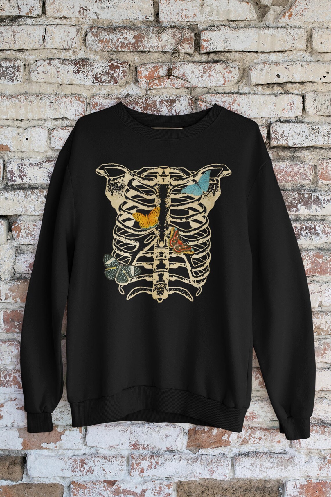 Vintage Skeleton Ribcage Sweatshirt Butterfly Jumper Frog Etsy