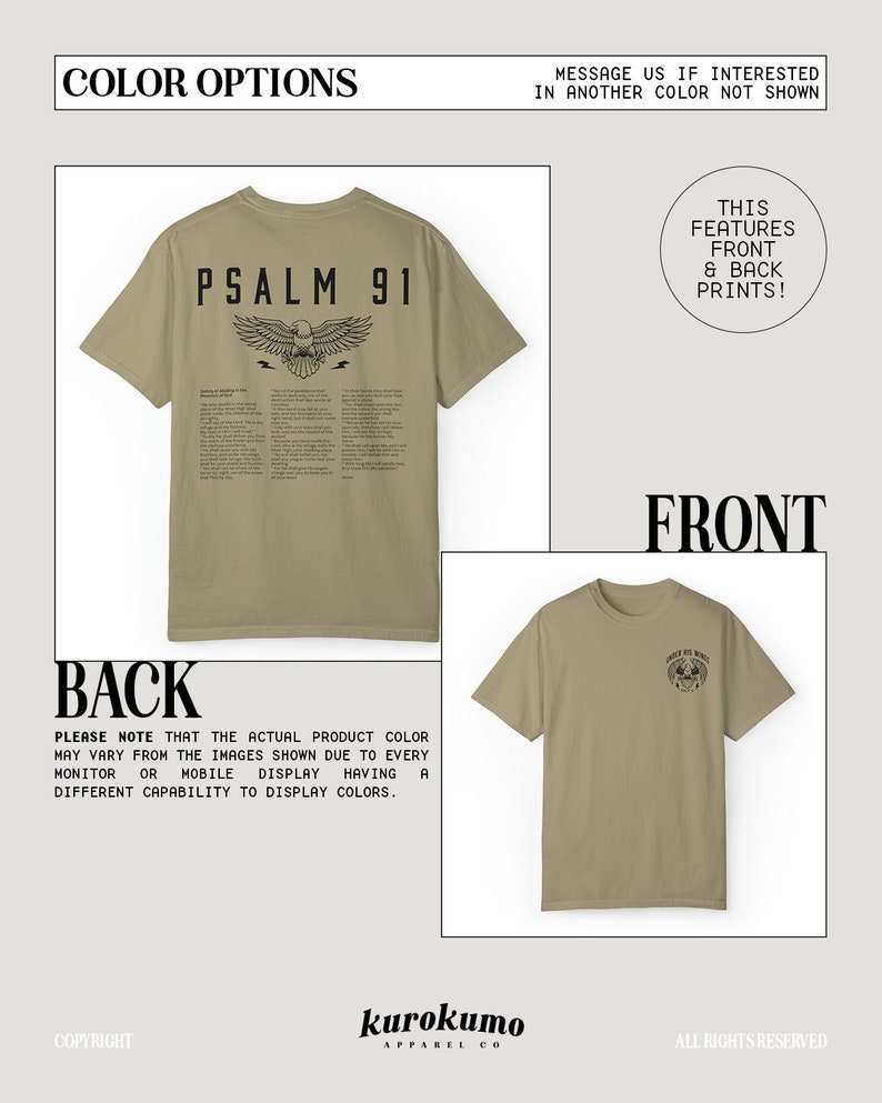 Psalm 91 Bible Verse Shirt Christian Shirts for Men Vintage Faith Based Clothing 90s Rock N Roll Aesthetic Shirt Eagle Indie Graphic Tee Khaki