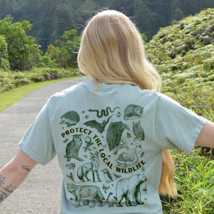 Protect the Local Wildlife Conservation Tshirt Forest Animals Shirt Granola Girl Camping Clothes Forestcore Graphic Tee Vintage Style Shirts Bay