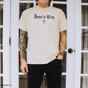 Seek First the Kingdom of God Bible Verse Tshirt Matthew 6:33 Gospel Shirt Jesus is King Christian T Shirt Vintage Style Church Clothes image 2