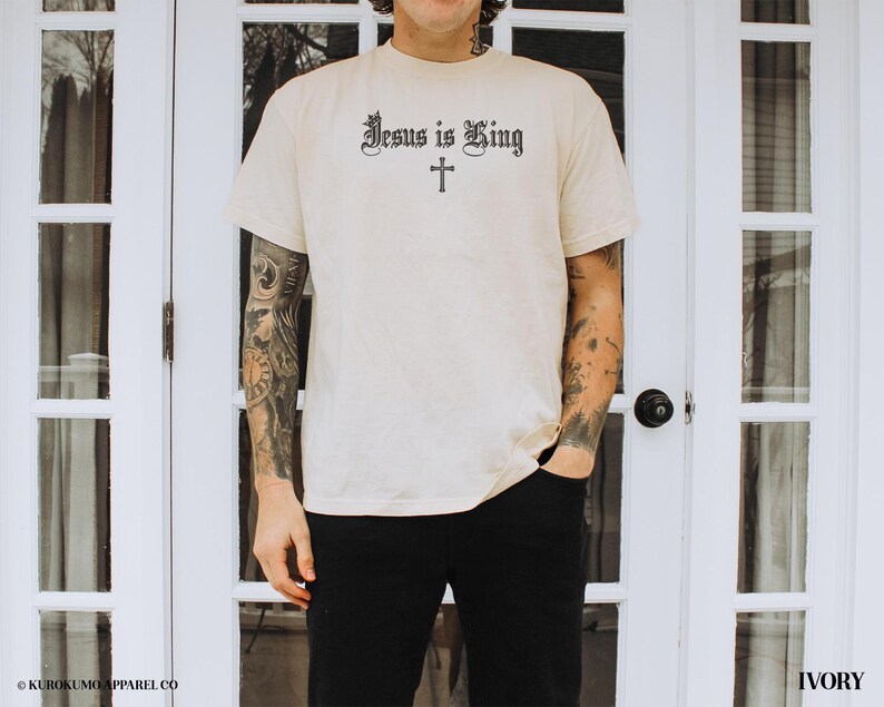 Seek First the Kingdom of God Bible Verse Tshirt Matthew 6:33 Gospel Shirt Jesus is King Christian T Shirt Vintage Style Church Clothes image 2