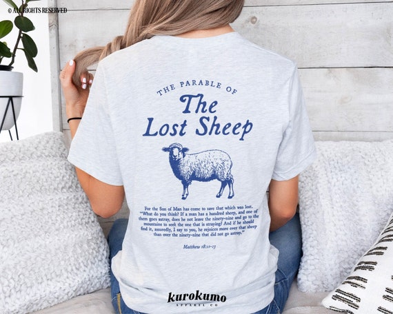 Parable of the Lost Sheep Bible Verse Front Back T Shirt Parable of the Lost Sheep Bible Verse Front Back T Shirt