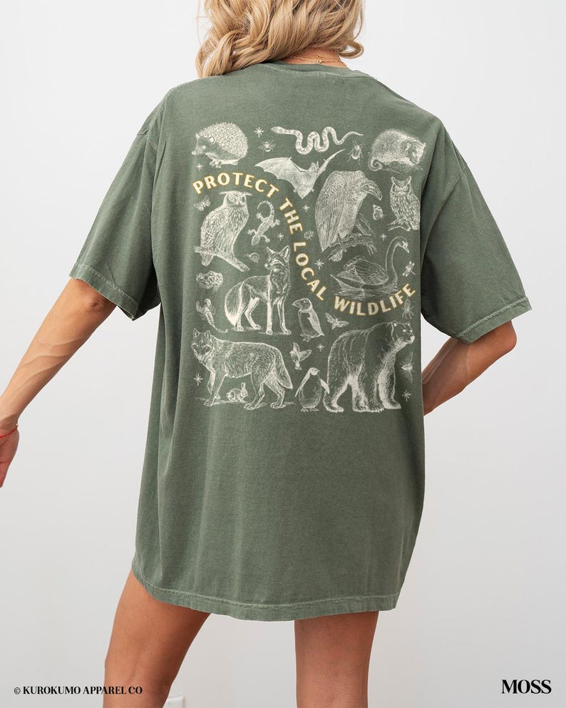 Protect the Local Wildlife Conservation Tshirt Forest Animals Shirt Granola Girl Camping Clothes Forestcore Graphic Tee Vintage Style Shirts bild 1