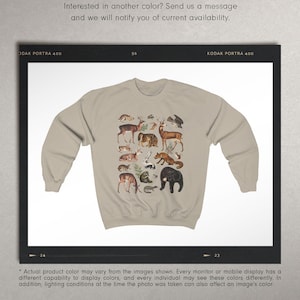 Woodland Animals Crewneck National Forest Mountain Sweater Fall Sweatshirt Environment Crew Neck Sweatshirt Environmental Vintage Sweater Sand