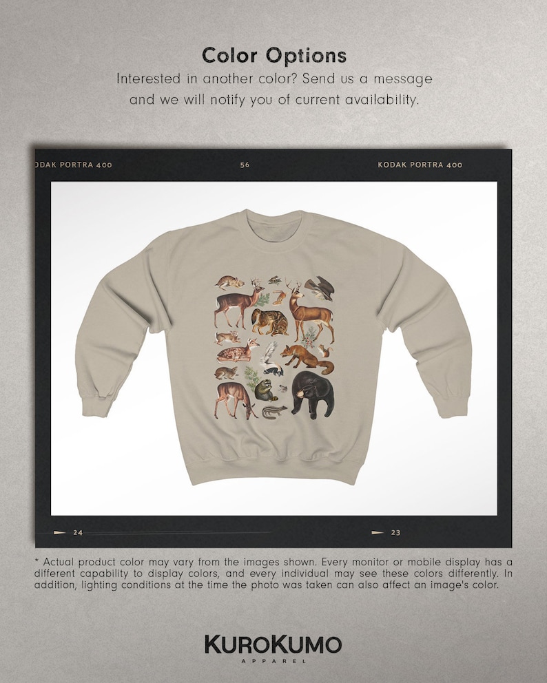 Woodland Animals Crewneck National Forest Mountain Sweater Fall Sweatshirt Environment Crew Neck Sweatshirt Environmental Vintage Sweater Sand