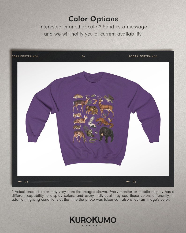 Woodland Animals Crewneck National Forest Mountain Sweater Fall Sweatshirt Environment Crew Neck Sweatshirt Environmental Vintage Sweater Purple