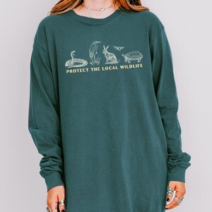 Protect the Local Wildlife Long Sleeve Tshirt Forest Animals Shirt Granola Girl Camping Clothes Forestcore Graphic Tee Vintage Style Shirts image 4
