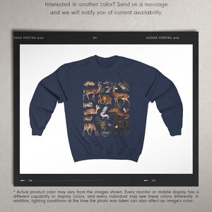 Woodland Animals Crewneck National Forest Mountain Sweater Fall Sweatshirt Environment Crew Neck Sweatshirt Environmental Vintage Sweater Navy