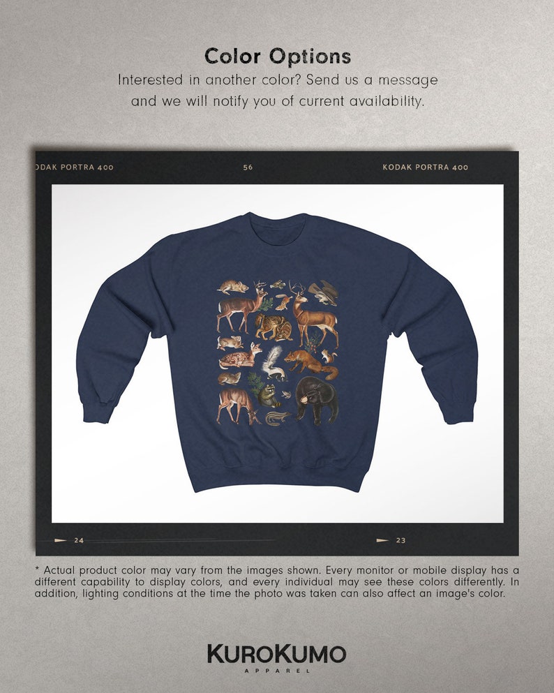 Woodland Animals Crewneck National Forest Mountain Sweater Fall Sweatshirt Environment Crew Neck Sweatshirt Environmental Vintage Sweater Navy