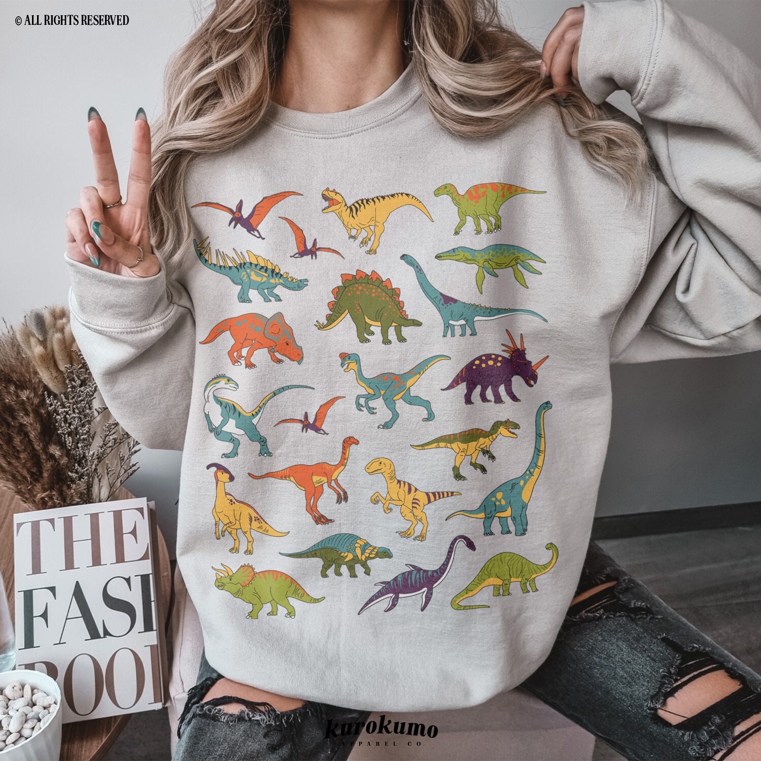 Dinosaurs Sweatshirt Pastel Goth Clothing 90s Alt Kawaii Grunge