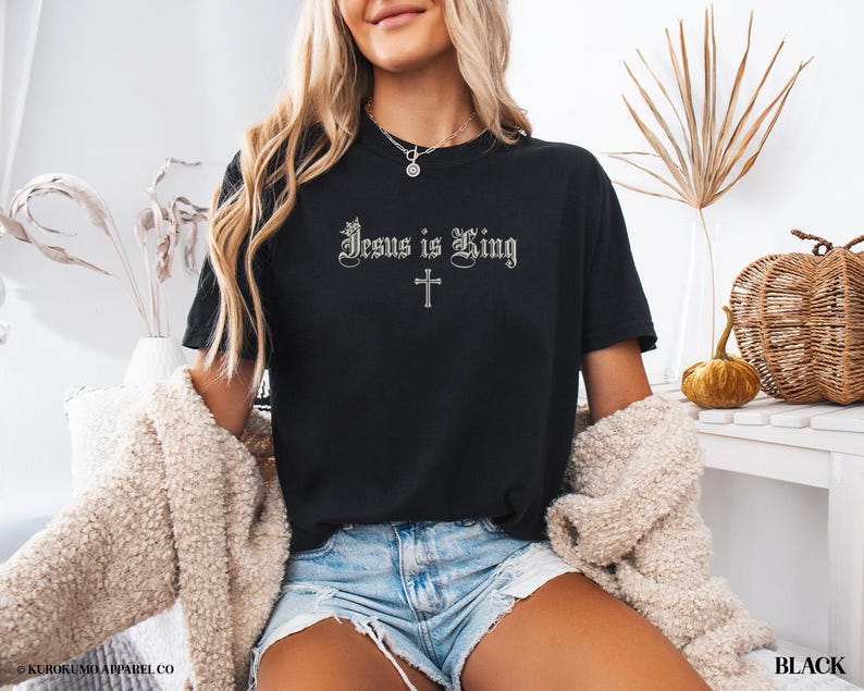 Seek First the Kingdom of God Bible Verse Tshirt Matthew 6:33 Gospel Shirt Jesus is King Christian T Shirt Vintage Style Church Clothes image 4