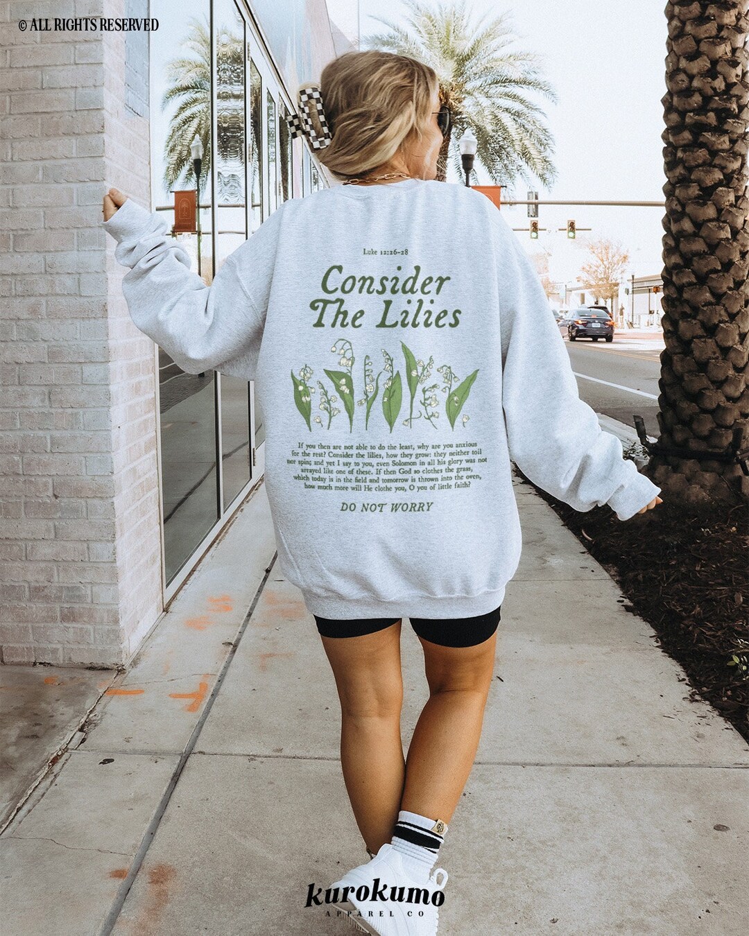 Consider the Lilies Bible Verse Crewneck Faith Based Clothing Worship Gift Gospel Sweatshirt