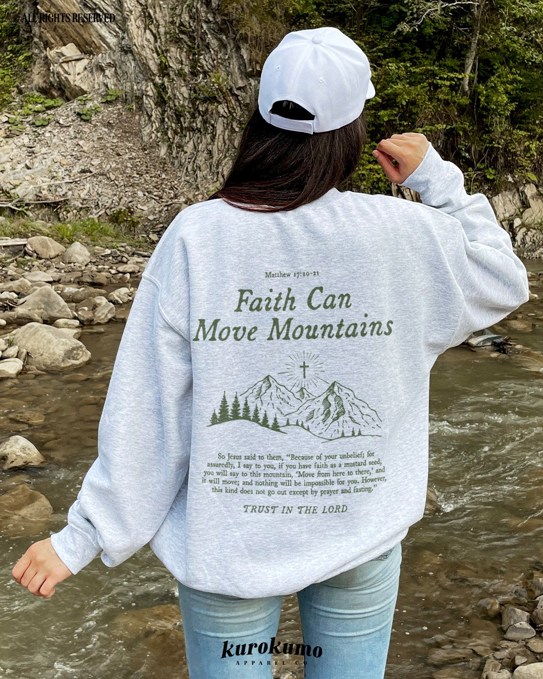 Faith Can Move Mountains Bible Verse Crewneck Faith Based Clothing ...