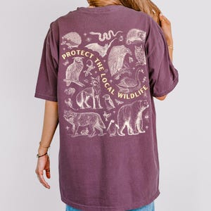 Protect the Local Wildlife Conservation Tshirt Forest Animals Shirt Granola Girl Camping Clothes Forestcore Graphic Tee Vintage Style Shirts Berry