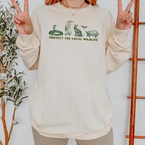 Protect the Local Wildlife Long Sleeve Tshirt Forest Animals Shirt Granola Girl Camping Clothes Forestcore Graphic Tee Vintage Style Shirts image 2