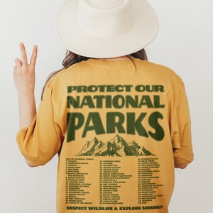 National Parks Tshirt Park Ranger Aesthetic Retro Mountain Graphic Tee Granola Girl Environmental Camping Clothes Forestcore Indie Clothing Mustard