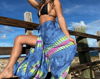 Beach Wrap Pants, Hippie Pants, Boho Pants, tie dye Pants, Cover up Genie Pants, Bohemian Flow Pants, Festival Open Flow Pants