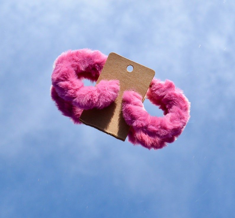 Pink Fuzzy Hoop Earrings Pink Hoops Bimbo Earrings Y2k Etsy