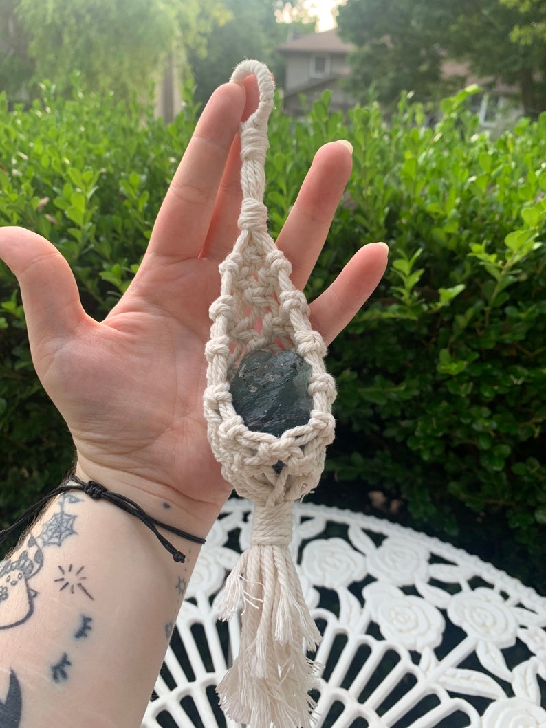 Macrame Crystal Hanger Macrame Crystals Etsy