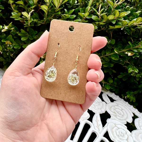 Pressed Flower Earrings, Pressed Botanical Earrings