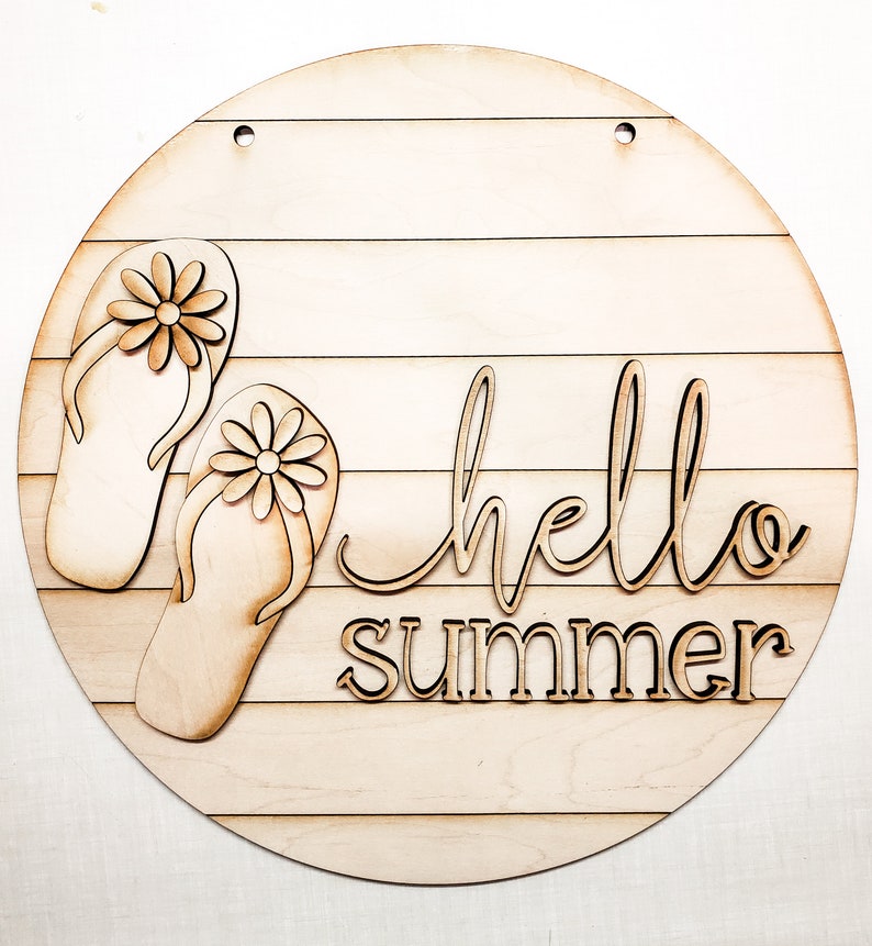 Download Hello Summer Sign SVG Laser Cutting File Summer Flip Flops ...