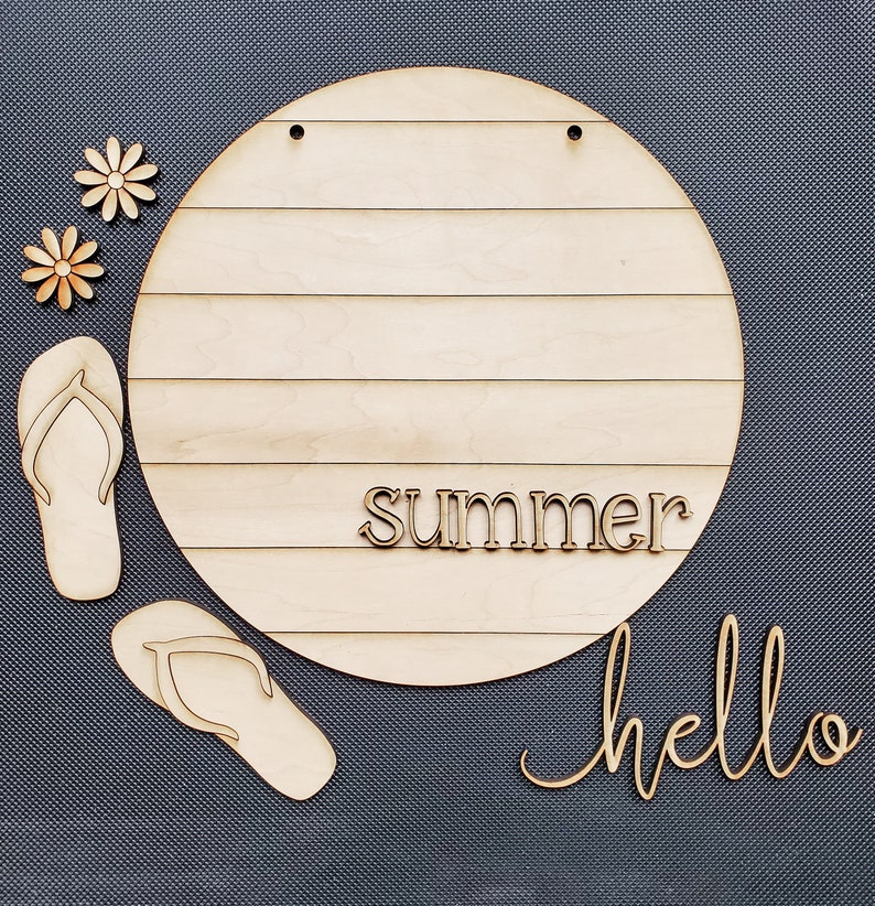 Download Hello Summer Sign SVG Laser Cutting File Summer Flip Flops ...