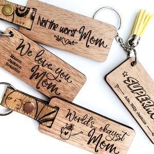 Keychains Mothers Day SVG Cut File, Set of 11 Designs Keychains for Mom Digital Laser File, Digital File Only Cutting Glowforge File