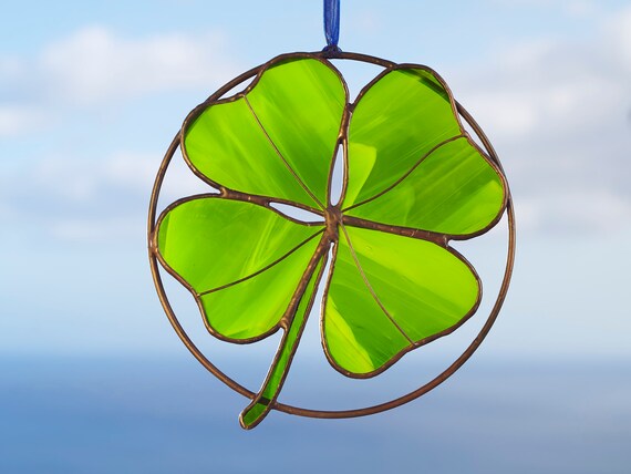 Stained Glass Clover Leaf St Patrick's Day Gift Stained - Etsy