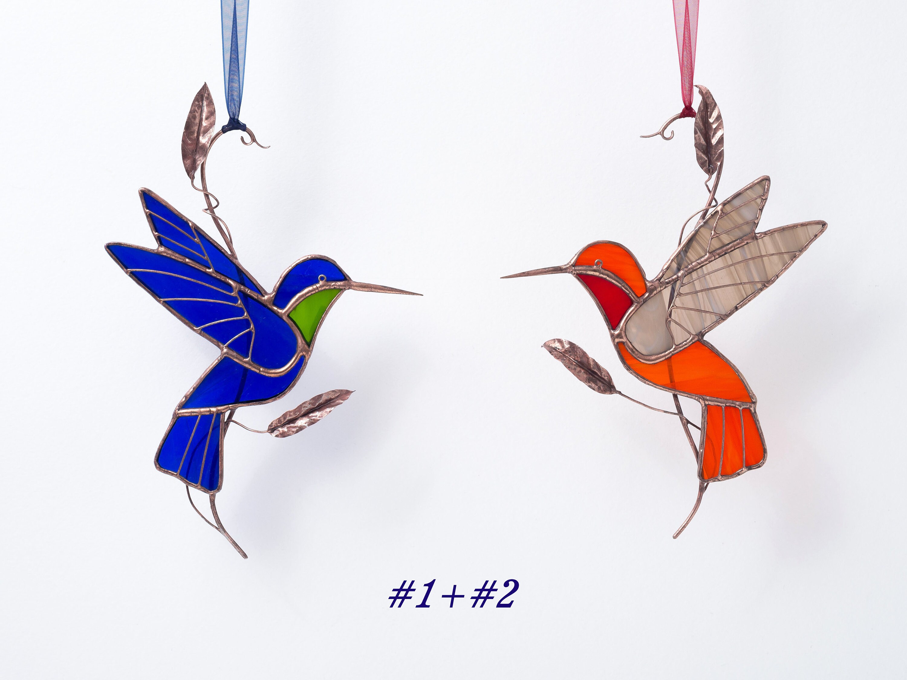 Handgefertigte Buntglas-Kolibri Fensterbehänge – Sonnenfänger Mit Kette, 13x13 Cm, 84 Cm Kette