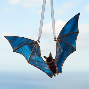 Stained glass bat   Halloween suncatcher Window hanging Halloween decoration Gothic window.