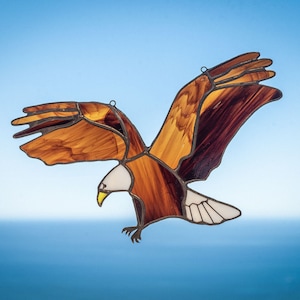 Stained glass eagle window hanging Stained glass bird  Bald eagle Bird suncatcher American eagle