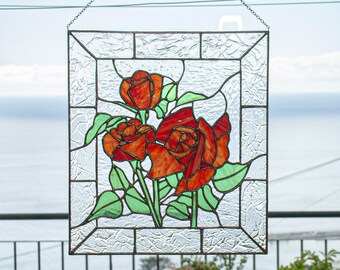 Sunflower Stain Glass Window Hangings Decor Mothers Day Flower Light