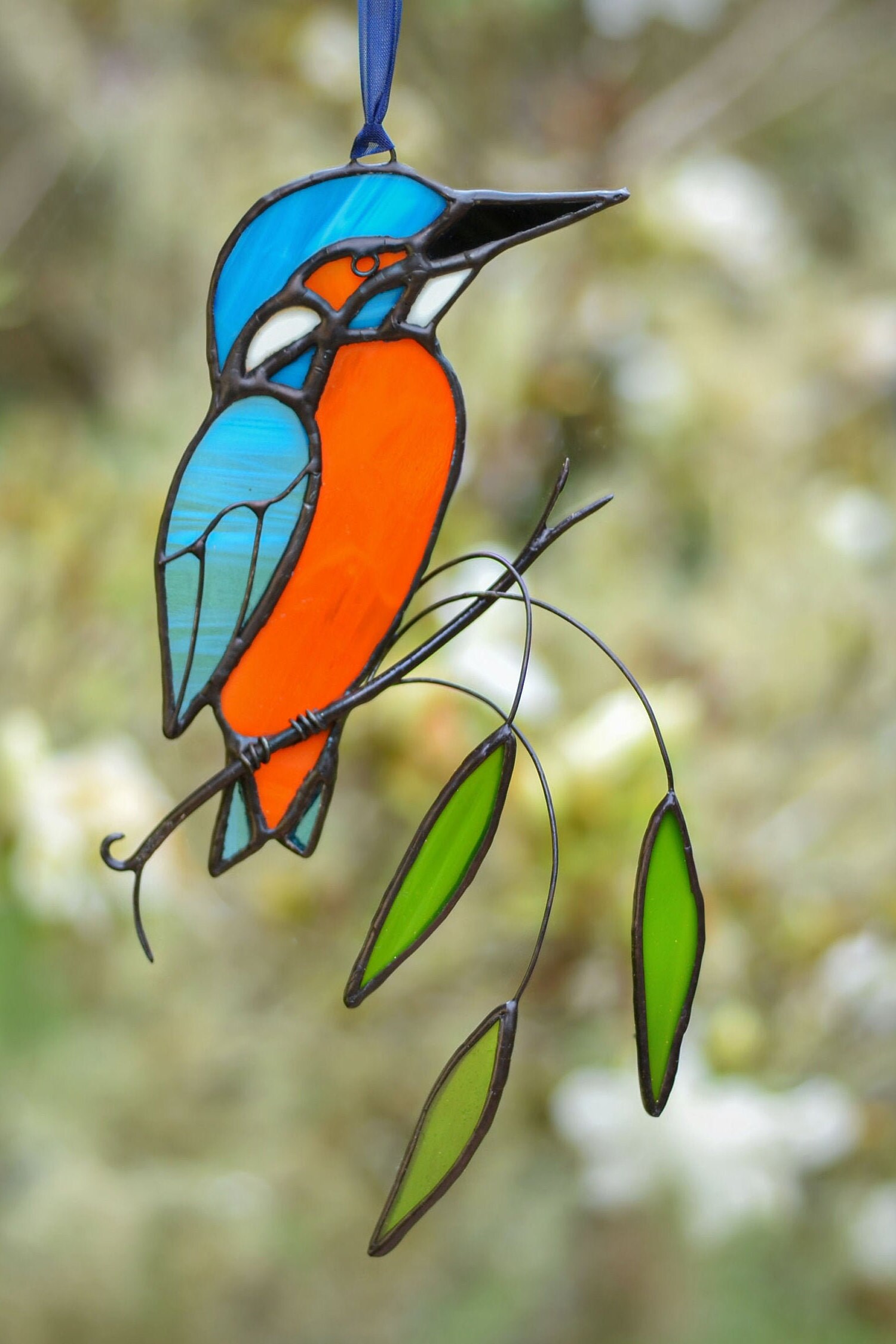 Kingfisher Sonnenfänger Aus Buntglas – Eisvogel-Dekoration Für Fenster (21,6 Cm)