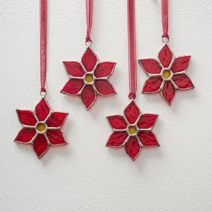 Glasmalerei-Weihnachtsstern-Set, Suncatcher-Weihnachtsbaumdekoration, Fensterdekoration für den Urlaub.