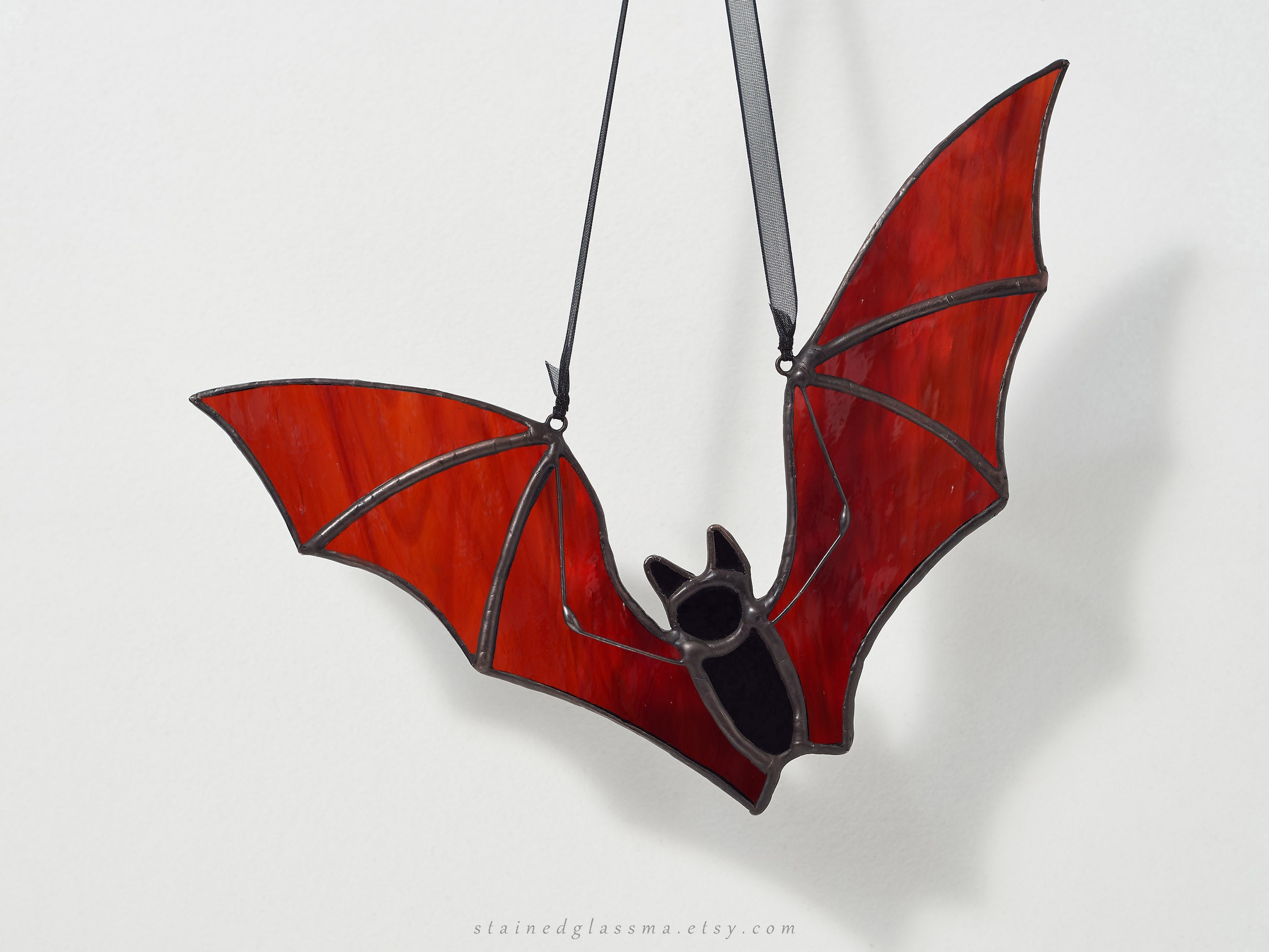 Stained Glass Bat Halloween Suncatcher Window Hanging Etsy