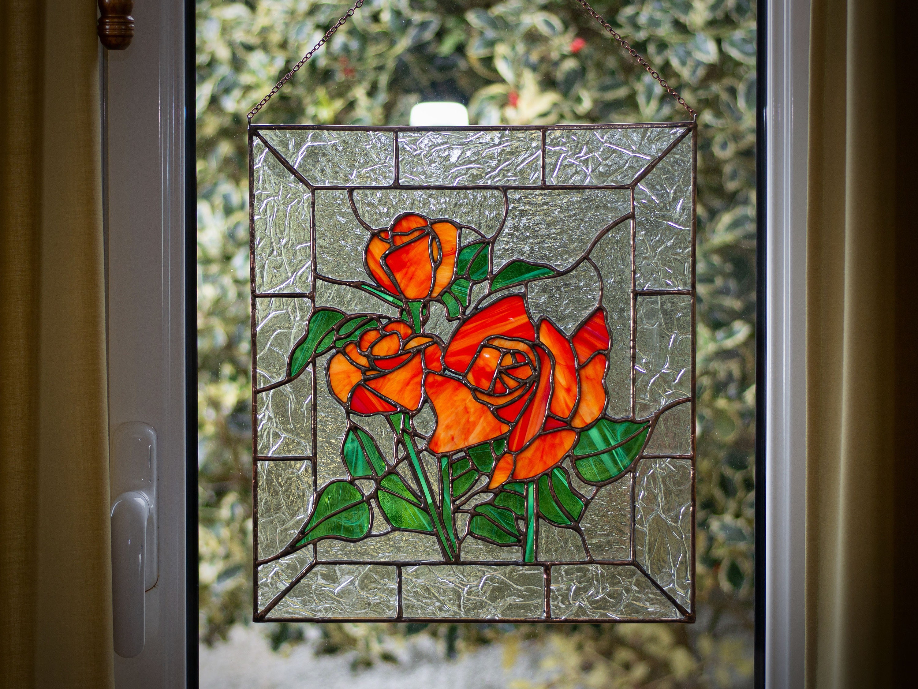 Stained Window Pattern Rose Stained Glass Window Rose Red Roses Panel