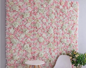 Light Pink 3D Flower Wall Panel: Artificial Floral Wedding Backdrop