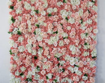Peach & White Flower Wall Panel - Wedding, Party Backdrop