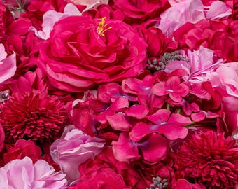 Hot Pink 3D Flower Wall Panel - Floral Wedding Backdrop