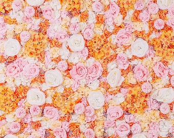 Orange Flower Wall Panel, 3D Floral Wedding Backdrop