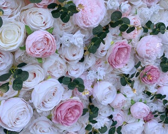 3D Pink & White Rose Flower Wall Panel, Photo Backdrop (16x24 inches)