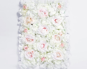 Pink & White 3D Flower Wall Panel, 16x24" Artificial Floral Backdrop