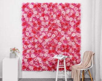 3D Pink Flower Wall Panel, Silk Floral Backdrop, Event Decor (16x24 inches)