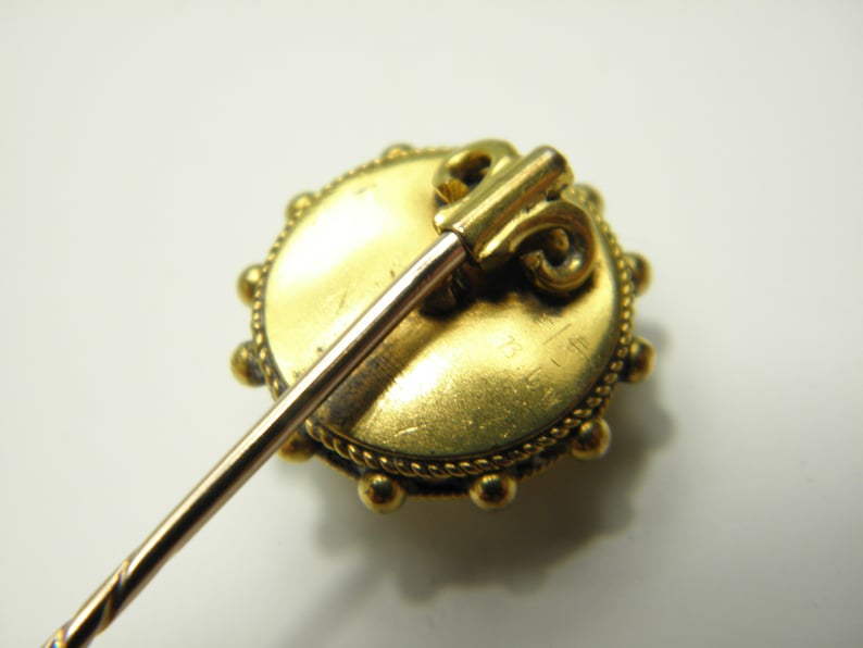 Lapel Hat Cravat etc 15ct Gold Pearl Stick Pin Antique Solid 15k 625 Rose Yellow for Tie