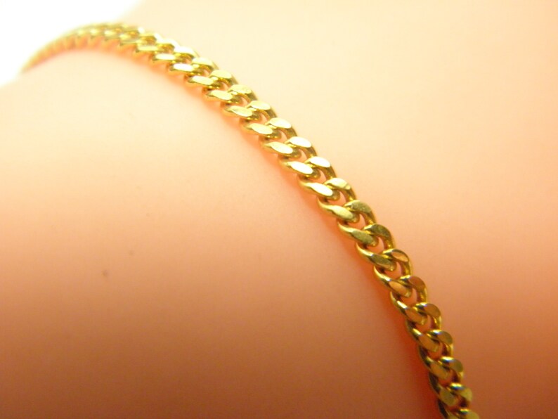 9ct Gold Square Curb Bracelet Vintage 7 Inch Solid 9k 375 Yellow Thick Chain